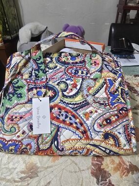 Vera Bradley Bright Multicolor Paisley Quilted Travel Bag
